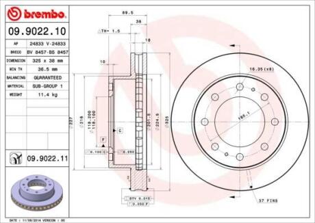 Диск гальмівний BREMBO 09.9022.11
