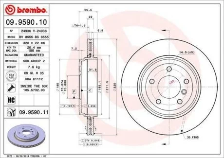 Диск тормозной BREMBO 09.9590.11
