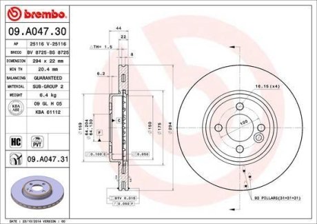 Тормозной диск BREMBO 09.A047.31