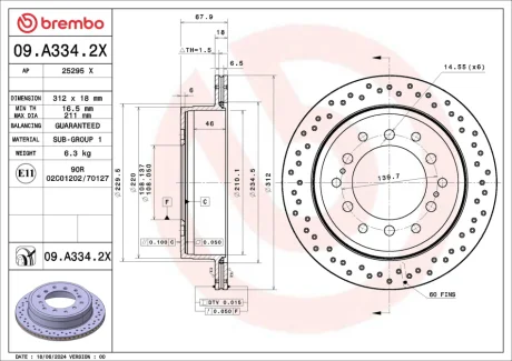 ГАЛЬМІВНИЙ ДИСК BREMBO 09.A334.2X
