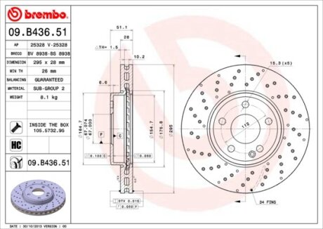Гальмівний диск BREMBO 09B43651