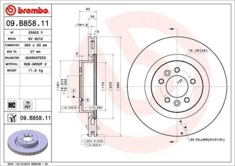 Тормозной диск BREMBO 09.B858.11
