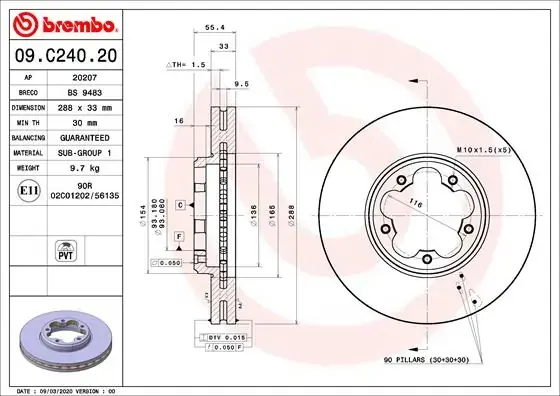 Тормозной диск BREMBO 09.C240.20 (фото 1)
