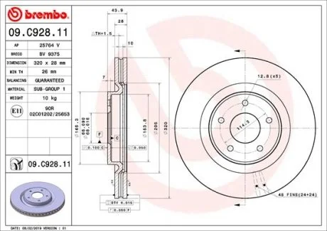 Тормозной диск BREMBO 09.C928.11