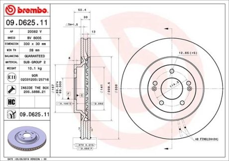 Тормозной диск BREMBO 09.D625.11