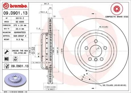 Тормозной диск BREMBO 09.D901.13
