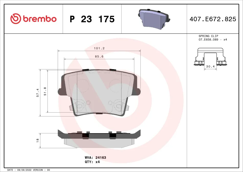 Тормозные колодки дисковые BREMBO P23 175 (фото 1)
