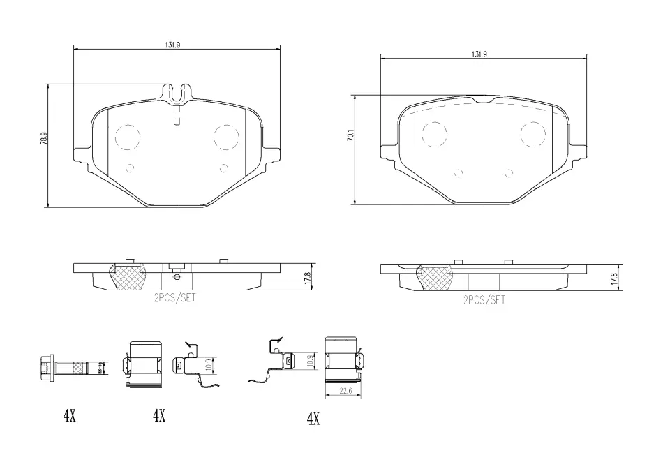 Комплект гальмівних колодок BREMBO P50167 (фото 1)