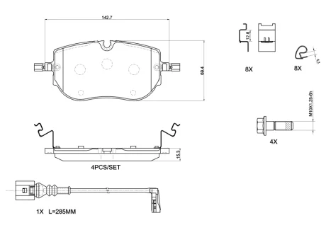 Комплект гальмівних колодок BREMBO P85192