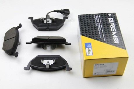 Тормозные колодки пер. Caddy III/Golf V/Octavia/A3 03- (з датчиком) BREMSI BP2848