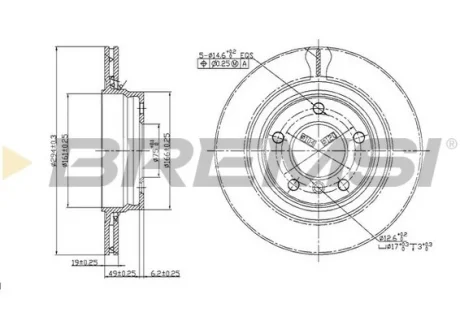 Тормозной диск зад. BMW 3 (E46) 98-05 (294x19) BREMSI CD7073V