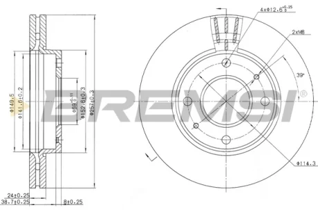 Гальмівний диск перед. Cerato/Elantra/Lantra/Matrix (00-21) BREMSI CD7270V