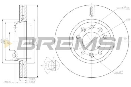 Тормозной диск перед. Scudo/Jumpy/Expert 1.6HDi 07- (280x28) BREMSI CD7601V