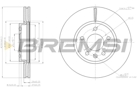 Гальмівний диск пер. Zafira/Ampera/Zafira/Astra/Orlando/Cruze/Volt 09- BREMSI CD7870V