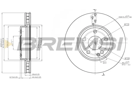 Гальмівний диск перед. MB A-Class/B-Class 11- BREMSI CD8460V