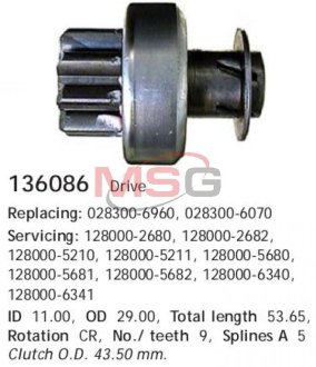 Бендикс стартера CARGO 136086
