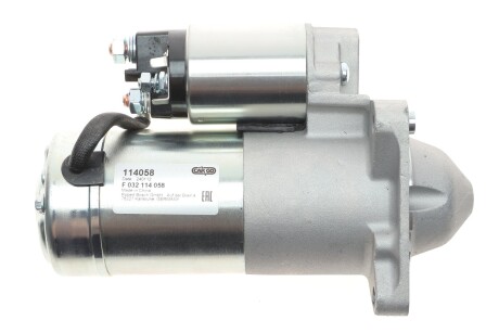 Стартер (12В, 1,7кВт, новий із заставою) OPEL ASTRA H, ASTRA H GTC, ASTRA J, ASTRA J GTC, INSIGNIA A, INSIGNIA A COUNTRY, VECTRA C, VECTRA C GTS, ZAFIRA B, ZAFIRA C SAAB 9-3 1.9D/2.0D 04.04-11.18 CARGO F 032 114 058