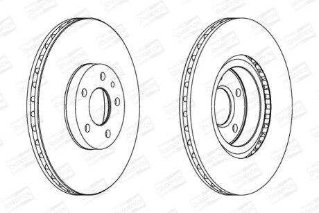 Диск тормозной передний (кртано 2) Fiat Doblo (07-) CHAMPION 561520CH