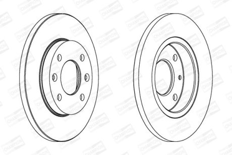 Диск тормозной передний (кратно 2) Citroen Xsara (N1) (97-05) / Peugeot 206 Hatchback (2A/C) (98-12) CHAMPION 562055CH