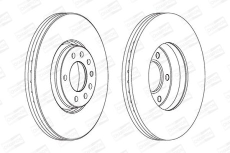 Диск тормозной передний (кртано 2) Opel Astra (G,H), Corsa D, Zafira B (CHAMPION 562240CH
