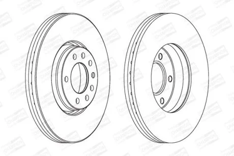 Диск гальмівний передній (кртано 2) Opel Astra (G,H), Corsa D, Zafira B CHAMPION 562240CH