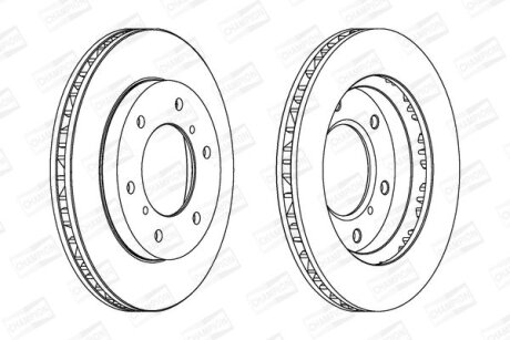 Диск тормозной передний (кртано 2) Mitsubishi Pajero (II,III,IV), Pajero Sport I CHAMPION 562572CH