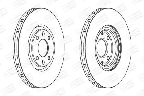 Диск тормозной передний (кратно 2) Citroen C4 I (06-), DS 5 (11-15)/Peugeot 2008 II (Ud_, Us_, Uy_, Uk_) (19-) CHAMPION 562641CH