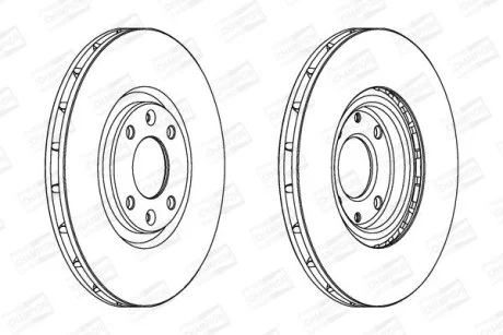 Диск тормозной передний (кратно 2) Citroen C4 I (06-), DS 5 (11-15)/Peugeot 2008 II (Ud_, Us_, Uy_, Uk_) (19-) CHAMPION 562641CH