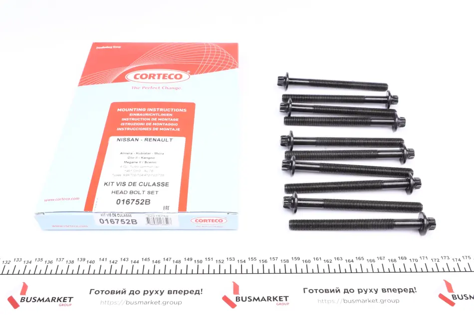 Болти головки блоку циліндрів (к-кт) CORTECO 016752B (фото 1)