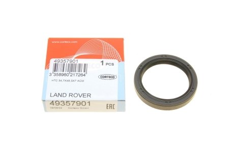 Сальник п/оси (34,7x45,3x7) LAND ROVER FREELANDER 2, RANGE ROVER EVOQUE 2.0/2.2D/3.2 10.06- CORTECO 49357901