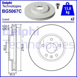 Тормозной диск Delphi BG5067C