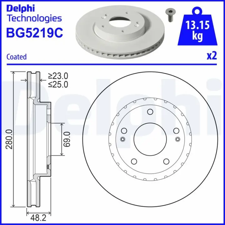 Гальмівний диск Delphi BG5219C (фото 1)