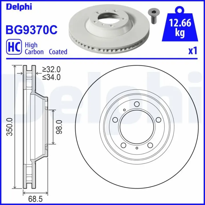 Гальмівний диск Delphi BG9370C (фото 1)