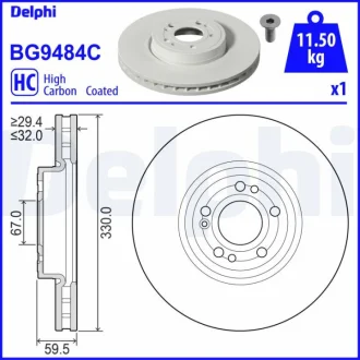 Гальмівний диск Delphi BG9484C