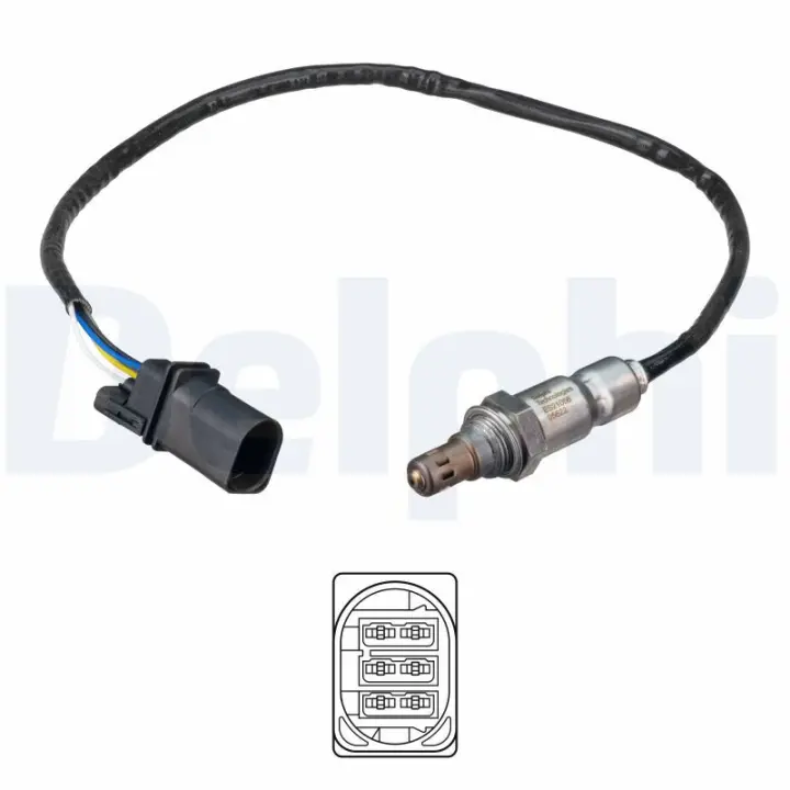 Лямбда-зонд (кількість дротів 5, 540мм) AUDI A3, Q2, Q3 SEAT ALHAMBRA, ARONA, ATECA, IBIZA V, LEON, LEON SC, LEON ST, LEON ST/KOMBI SKODA KAMIQ, KAROQ, OCTAVIA III, OCTAVIA IV 1.2-2.0D 09.11- Delphi ES2105612B1 (фото 1)