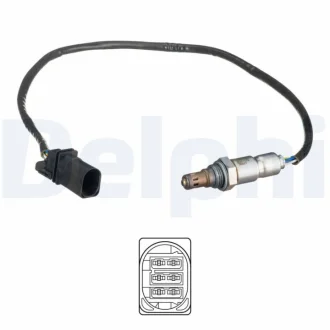 Лямбда-зонд (кількість дротів 5, 651мм) AUDI A3 SEAT ALTEA, ALTEA XL, IBIZA IV, IBIZA IV SC, IBIZA IV ST, LEON, TOLEDO IV SKODA FABIA II, OCTAVIA II, ROOMSTER 1.6ALK/1.6D/2.0D 02.04-09.20 Delphi ES2107912B1