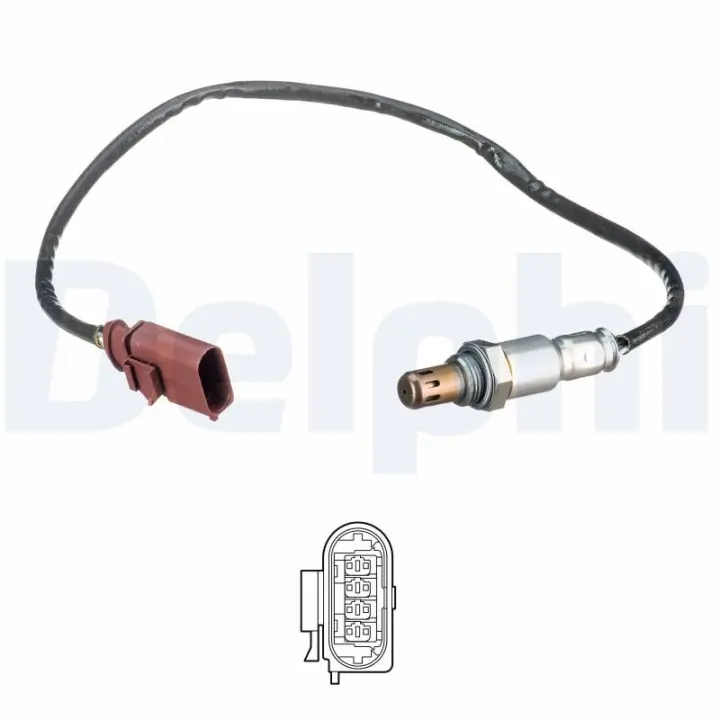 Лямбда-зонд (кількість дротів 4, 570мм) AUDI A3, Q2 SEAT ATECA, LEON, LEON SC, LEON ST SKODA KAROQ, OCTAVIA III VW GOLF SPORTSVAN VII, GOLF VI, GOLF VII 1.2/1.4 04.12- Delphi ES2108912B1 (фото 1)