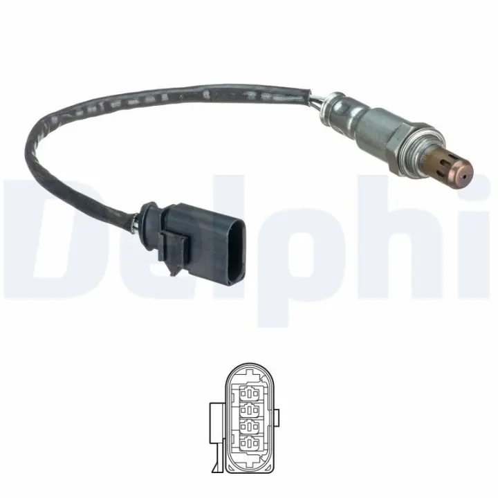 Лямбда-зонд (кількість дротів 4, 320мм) AUDI A1, A3 SEAT ALTEA, ALTEA XL, IBIZA IV, IBIZA IV SC, IBIZA IV ST, LEON, TOLEDO IV SKODA FABIA II, OCTAVIA II, RAPID, ROOMSTER 1.2/1.2LPG 07.09-05.22 Delphi ES2109712B1 (фото 1)