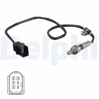 Лямбда-зонд (кількість дротів 5, 750мм) AUDI A3 SEAT ALTEA, ALTEA XL, LEON, TOLEDO III SKODA OCTAVIA II VW GOLF PLUS V, GOLF V, GOLF VI, JETTA III, TOURAN 1.6/1.6ALK/1.6LPG 05.03-12.13 Delphi ES2110212B1