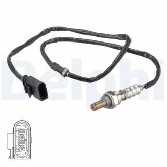 Лямбда-зонд (кількість дротів 4, 870мм) SEAT IBIZA IV, IBIZA IV SC, IBIZA IV ST, TOLEDO IV SKODA FABIA II, RAPID, ROOMSTER, ROOMSTER PRAKTIK VW POLO V 1.2/1.2LPG 01.07-06.15 Delphi ES2111112B1