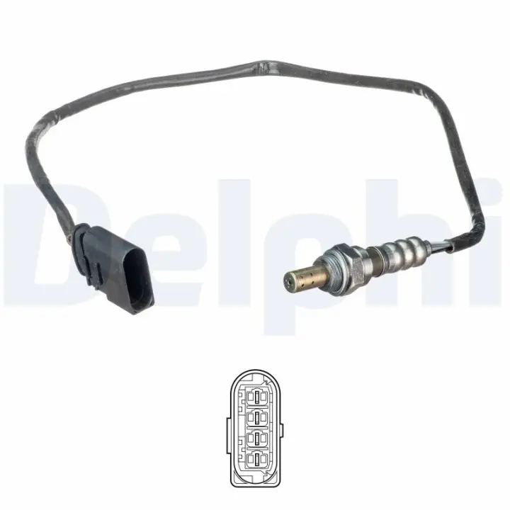 Лямбда-зонд (кількість дротів 4, 605мм) SEAT IBIZA III SKODA FABIA I, FABIA I PRAKTIK, FABIA II VW FOX, POLO IV 1.2/1.2LPG 07.01-12.14 Delphi ES2114112B1 (фото 1)