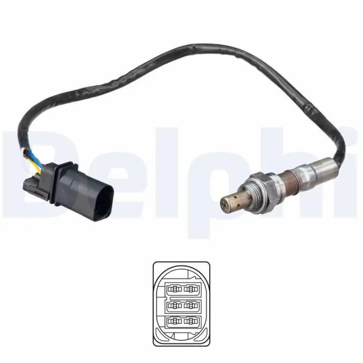 Лямбда-зонд (кількість дротів 5, 475мм) AUDI A1 SEAT IBIZA IV, IBIZA IV SC, IBIZA IV ST, TOLEDO IV SKODA FABIA II, FABIA II PRAKTIK, RAPID, ROOMSTER VW POLO V 1.4/1.6D 05.09-12.19 Delphi ES2114912B1 (фото 1)
