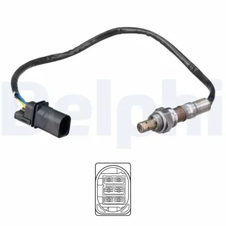 Лямбда-зонд (кількість дротів 5, 475мм) AUDI A1 SEAT IBIZA IV, IBIZA IV SC, IBIZA IV ST, TOLEDO IV SKODA FABIA II, FABIA II PRAKTIK, RAPID, ROOMSTER VW POLO V 1.4/1.6D 05.09-12.19 Delphi ES2114912B1