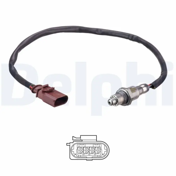Лямбда-зонд (кількість дротів 4, 475мм) AUDI A3 SEAT LEON, LEON SC, LEON ST SKODA OCTAVIA III VW GOLF SPORTSVAN VII, GOLF VII, TOURAN 1.2 08.12-08.20 Delphi ES2115512B1 (фото 1)