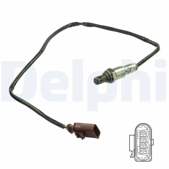 Лямбда-зонд (кількість дротів 4, 740мм) SEAT TOLEDO IV SKODA FABIA II, RAPID, ROOMSTER VW JETTA IV, POLO V 1.4/1.6 09.06-05.22 Delphi ES2116412B1 (фото 1)