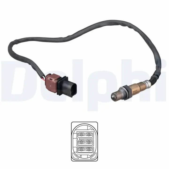Лямбда-зонд (кількість дротів 5, 650мм) FORD ECOSPORT, FIESTA VII 1.0/1.0H 10.13- Delphi ES2116512B1 (фото 1)