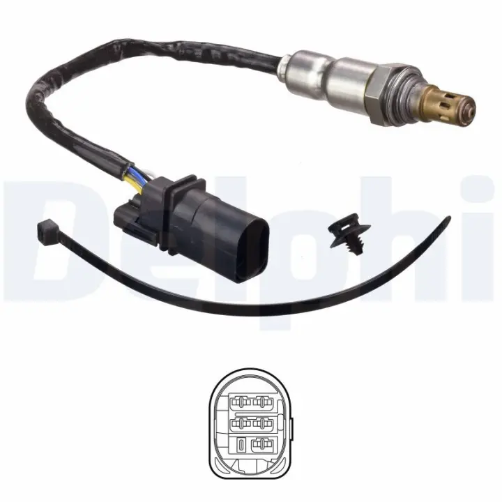 Лямбда-зонд (кількість дротів 5, 190мм) CHEVROLET TRAX OPEL ASTRA J, ASTRA J GTC, ASTRA K, INSIGNIA A, INSIGNIA A COUNTRY, MERIVA B, MOKKA / MOKKA X 1.6D 08.13- Delphi ES2117512B1 (фото 1)