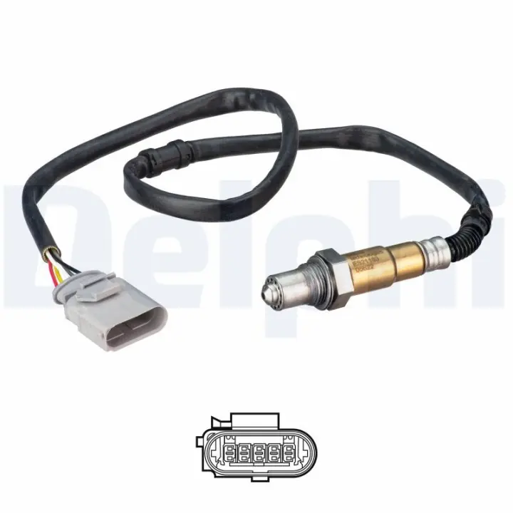 Лямбда-зонд (кількість дротів 5, 570мм) AUDI A1, A3, Q2, TT CUPRA FORMENTOR SEAT ALHAMBRA, ATECA, LEON, LEON SC, LEON ST SKODA KODIAQ I, OCTAVIA III, SUPERB III VW ARTEON 2.0 11.12- Delphi ES2118312B1 (фото 1)