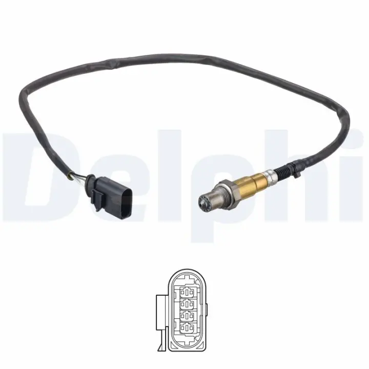 Лямбда-зонд (кількість дротів 4, 801мм) AUDI A3, TT SEAT LEON, LEON SC, LEON ST SKODA OCTAVIA III VW GOLF ALLTRACK VII, GOLF VII, PASSAT B8 1.8/2.0 04.12- Delphi ES2127312B1 (фото 1)