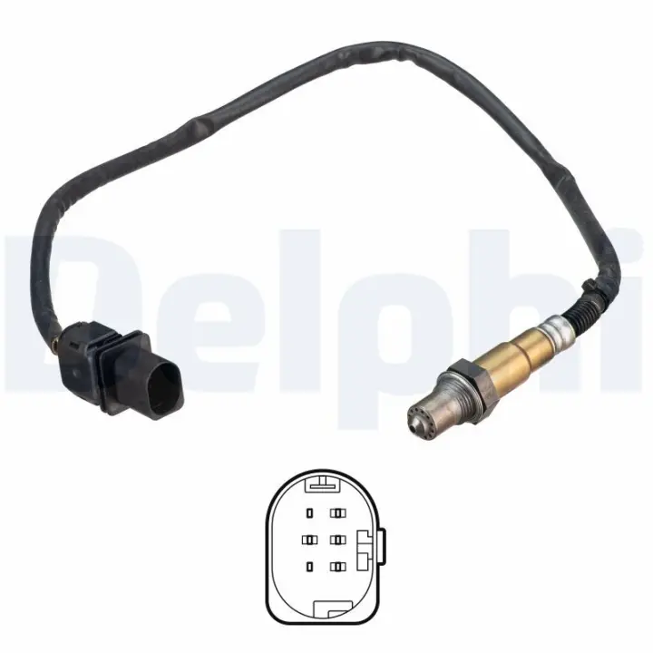 Лямбда-зонд (кількість дротів 5, 650мм) HYUNDAI ACCENT IV, ELANTRA VI, I30, I40 I, I40 I CW, TUCSON KIA CARENS IV, CEE\'D, OPTIMA, PRO CEE\'D, RIO IV, SOUL II, SPORTAGE III 1.4D/1.6D/1.7D 11.10- Delphi ES2129312B1 (фото 1)